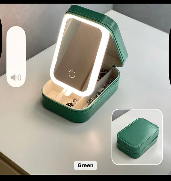Jewelry box with led mirror Travel make up bag